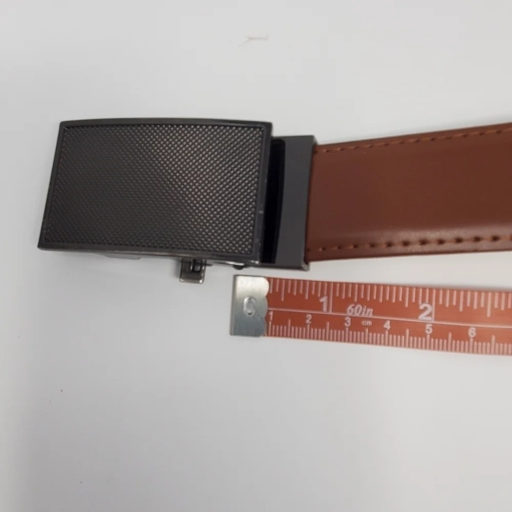 VERA PELLE COGNAC BROWN GENUINE LEATHER BELT ITALY GUNMETAL BUCKLE MEN 44 SLIDE